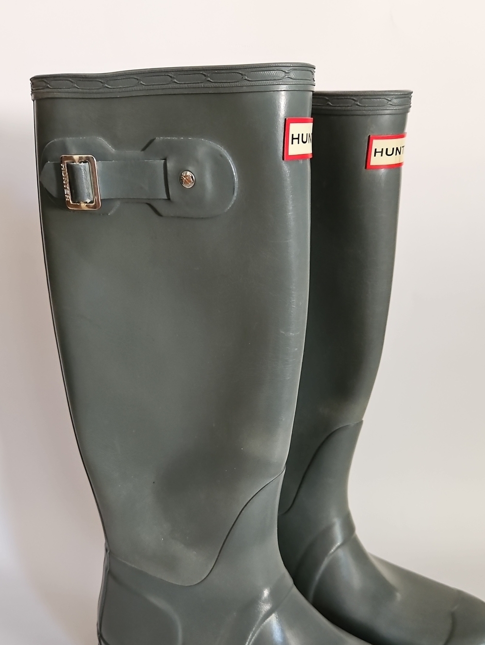 HUNTER Tall Green Rain Boots Size 7 - Picture 3 of 12
